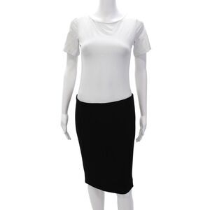 Designer Womens Back Zip Knee Length Classic Pencil Skirt Black Wool Size 6